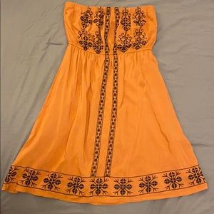 Cute Orange Strapless Dress Beach Flowy Size Medium